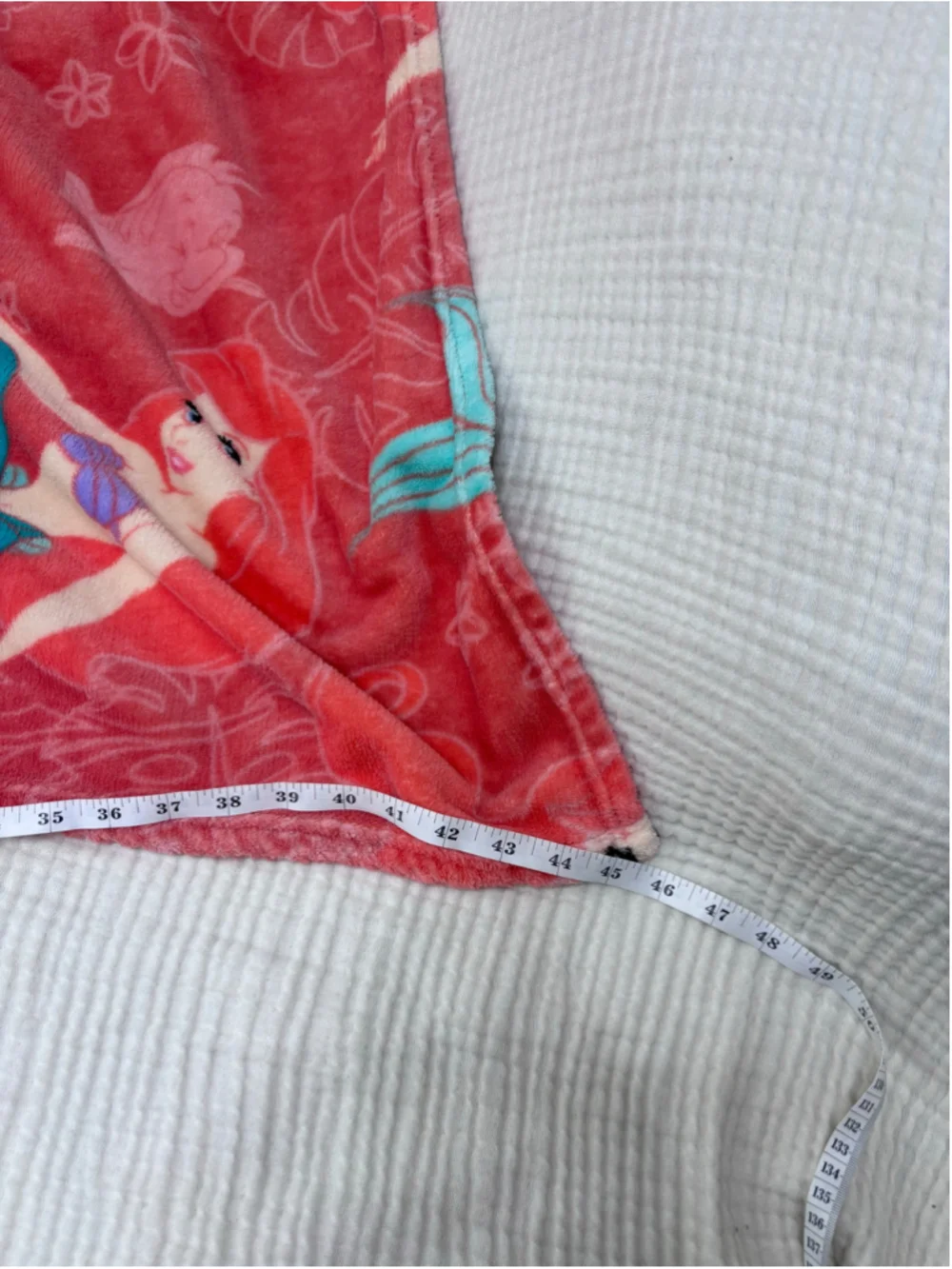 Disney The Little Mermaid Throw Blanket OS Coral Blue Hooded Ariel Flounder